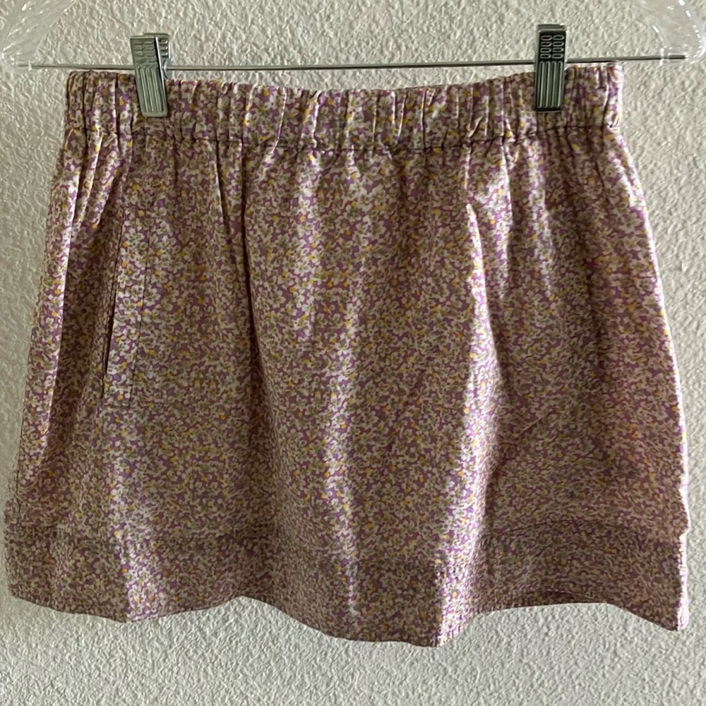 J. Crew Ditzy Floral Elastic‎ Waist Mini Skirt Sz S/M Lav/Yellow/Wht- EUC